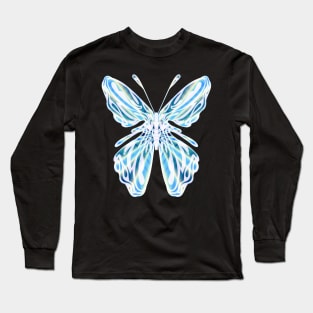Fantasy Butterfly with Glowing Blue Wings Long Sleeve T-Shirt